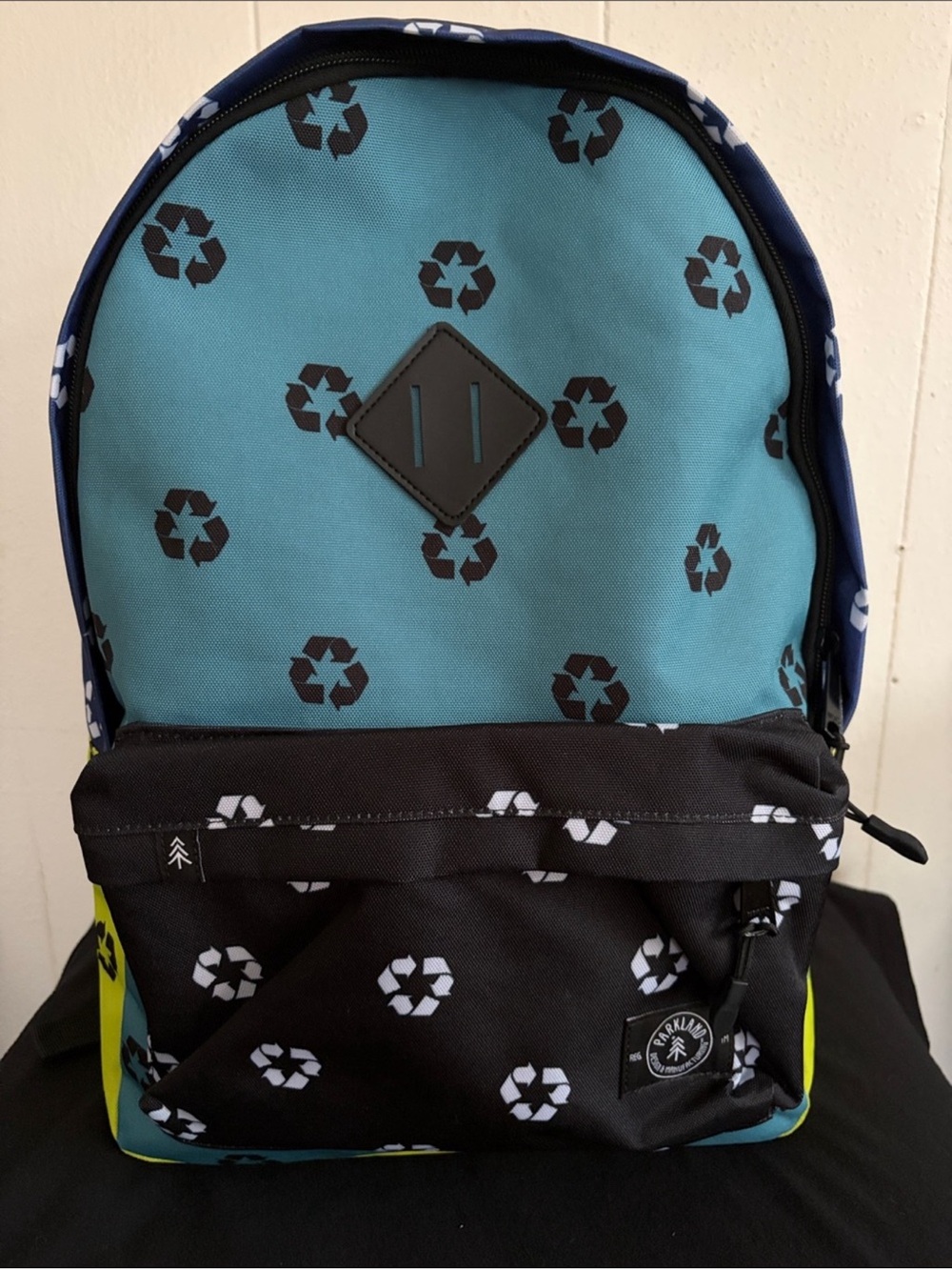 Recycled Symbol Backpack in Teal and Black